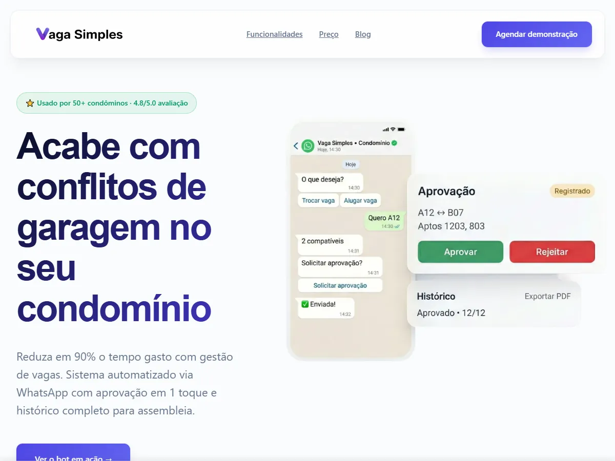 VagaSimples - WhatsApp parking management